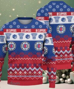 NBA La Clippers Hoops & Snowflakes Ugly Christmas Sweater