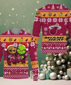 NBA Miami Heat Baby Groot And Grinch Best Friends Ugly Christmas Sweater