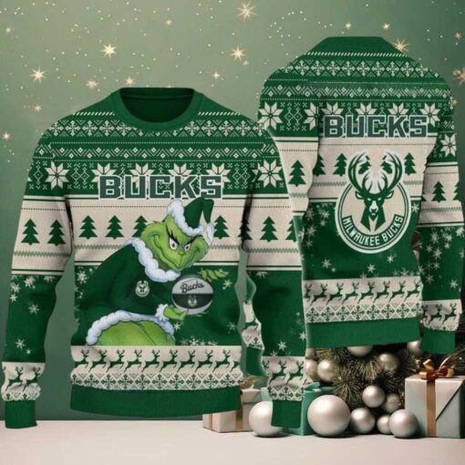NBA Milwaukee Bucks Grinch Stolen Ugly Christmas Sweater