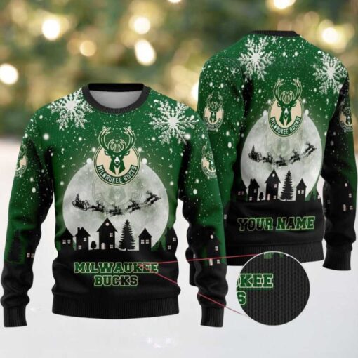 NBA Milwaukee Bucks Sleigh Ride Hoops Ugly Christmas Sweater