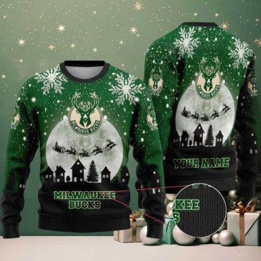 NBA Milwaukee Bucks Sleigh Ride Hoops Ugly Christmas Sweater