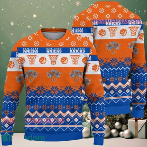 NBA New York Knicks Snowfall Hoops Ugly Christmas Sweater