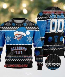 NBA Oklahoma City Thunder Snowy Hoops Ugly Christmas Sweater