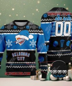 NBA Oklahoma City Thunder Snowy Hoops Ugly Christmas Sweater
