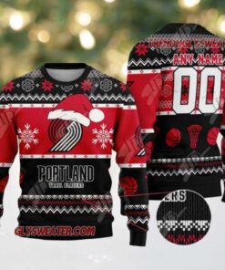 NBA Portland Trail Blazers Snowy Hoops Ugly Christmas Sweater