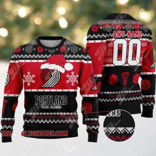 NBA Portland Trail Blazers Snowy Hoops Ugly Christmas Sweater