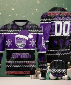 NBA Sacramento Kings Snowy Hoops Ugly Christmas Sweater