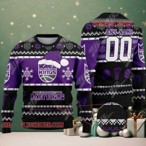 NBA Sacramento Kings Snowy Hoops Ugly Christmas Sweater