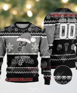 NBA San Antonio Spurs Snowy Hoops Ugly Christmas Sweater