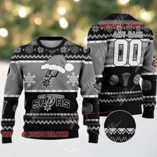 NBA San Antonio Spurs Snowy Hoops Ugly Christmas Sweater