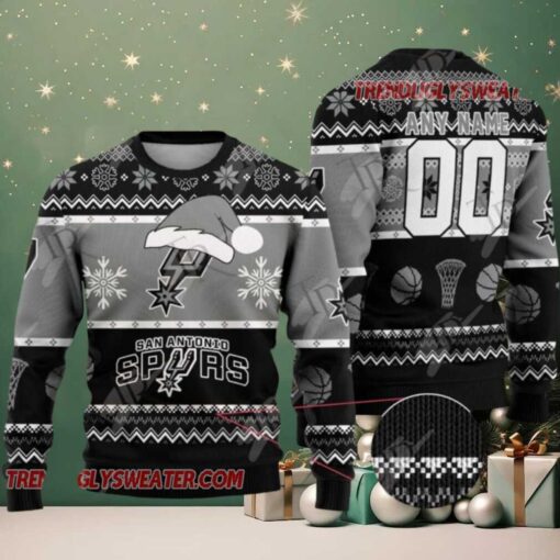 NBA San Antonio Spurs Snowy Hoops Ugly Christmas Sweater