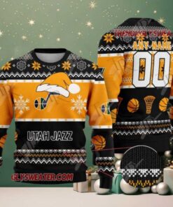 NBA Utah Jazz Snowy Hoops Ugly Christmas Sweater