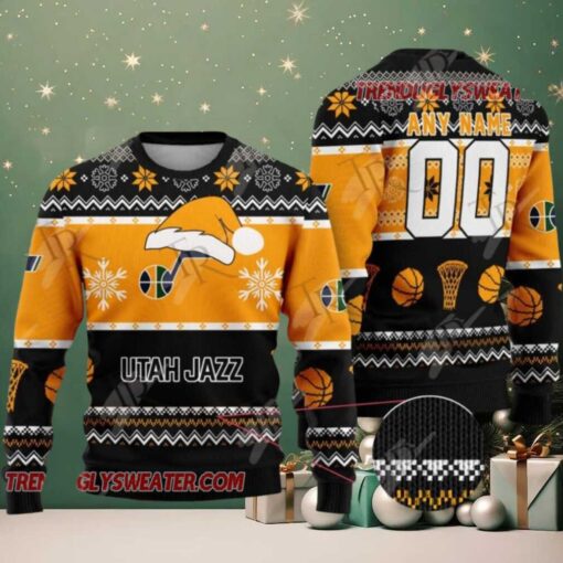 NBA Utah Jazz Snowy Hoops Ugly Christmas Sweater