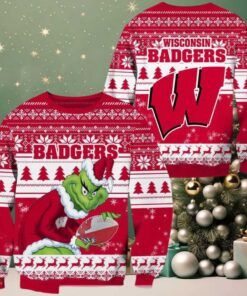 NCAA Wisconsin Badgers x Grinch New Design Ugly Xmas Sweater