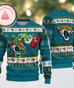 NFL Jacksonville Jaguars Special Grinchs Hand Football Xmas Day Ugly Christmas Sweater 2025