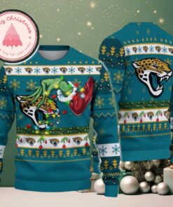 NFL Jacksonville Jaguars Special Grinchs Hand Football Xmas Day Ugly Christmas Sweater 2025