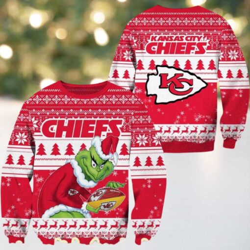 NFL Kansas City Chiefs Football x Grinch Ugly Christmas Sweater Gift For Holiday 2025