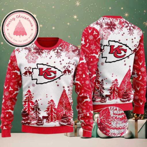 NFL Kansas City Chiefs Logo Football Team Special Xmas Tree 2025 Knitted Ugly Christmas Sweater