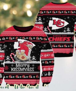 NFL Kansas City Chiefs Merrykissmyass Funny Santa Claus 2025 Ugly Christmas Sweater Gift For Holiday