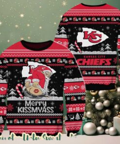 NFL Kansas City Chiefs Merrykissmyass Funny Santa Claus 2025 Ugly Christmas Sweater Gift For Holiday
