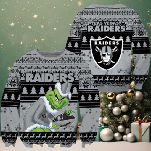 NFL Las Vegas Raiders Football Grinch 2025 Knitted Ugly Christmas Sweater