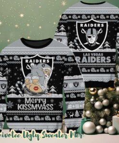 NFL Las Vegas Raiders x Santa Claus Merrykissmyass Funny Ugly Christmas Sweater Gift For Holiday 2025