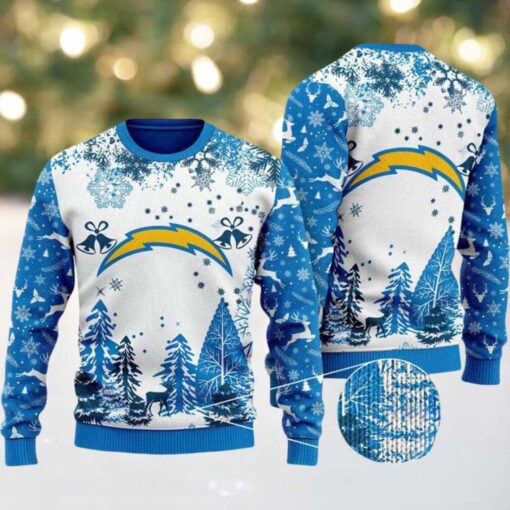NFL Los Angeles Chargers Logo Football Team Special Xmas Tree 2025 Christmas Ugly Sweater