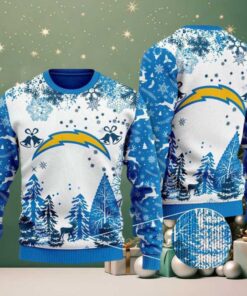NFL Los Angeles Chargers Logo Football Team Special Xmas Tree 2025 Christmas Ugly Sweater