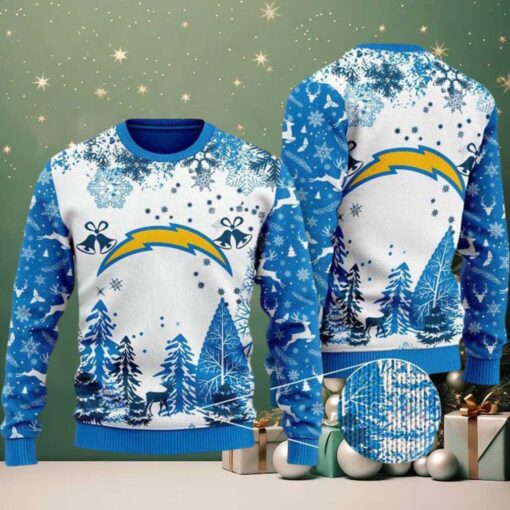 NFL Los Angeles Chargers Logo Football Team Special Xmas Tree 2025 Christmas Ugly Sweater