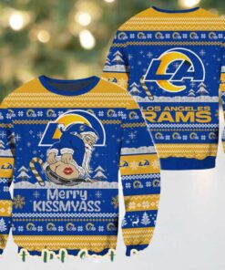 NFL Los Angeles Rams x Santa Claus Merrykissmyass Funny Ugly Christmas Sweater Gift For Holiday 2025