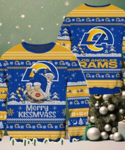 NFL Los Angeles Rams x Santa Claus Merrykissmyass Funny Ugly Christmas Sweater Gift For Holiday 2025