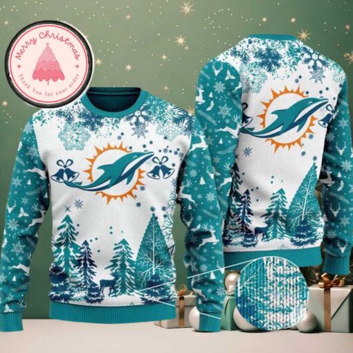 NFL Miami Dolphins Logo Football Team Special Xmas Cozy Knitted Ugly Christmas Sweater 2025 For Winter Holidays