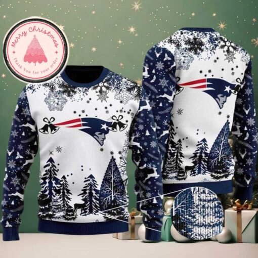 NFL New England Patriots Logo Football Team Special Xmas Personalized Name Ugly Christmas Sweater 2025 Holiday Gift