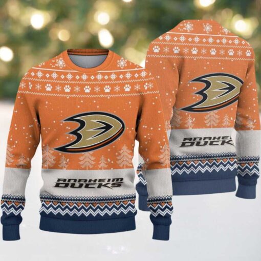 NHL Anaheim Ducks Hockey Team Design New Ugly Christmas Sweater
