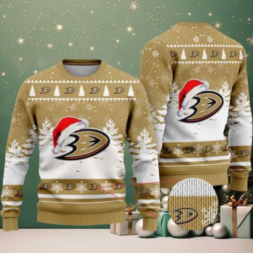 NHL Anaheim Ducks Logo Special 2025 Personalized Christmas Ugly Christmas Sweater Gift For Men And Women