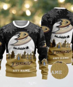 NHL Anaheim Ducks Personalized Name Christmas Ugly Sweater Design ST2306 NHL Anaheim Ducks Personalized Name Christmas Ugly Sweater Design ST2306