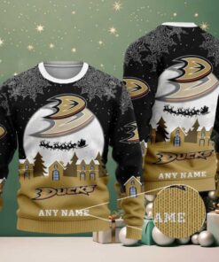 NHL Anaheim Ducks Personalized Name Christmas Ugly Sweater Design ST2306 NHL Anaheim Ducks Personalized Name Christmas Ugly Sweater Design ST2306