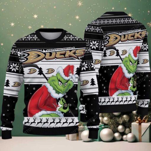 NHL Anaheim Ducks Ugly Sweater Grinch Christmas Sweater