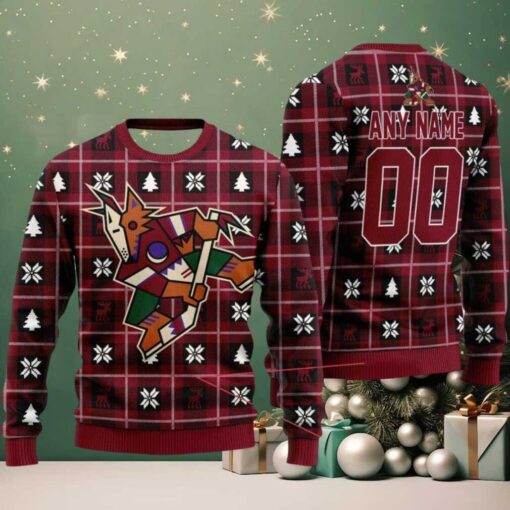 NHL Arizona Coyotes Personalized Snow Tree Ugly Christmas Sweater