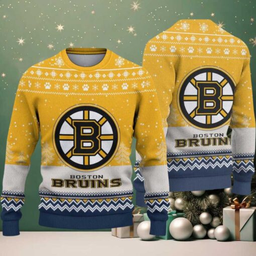 NHL Boston Bruins Hockey Team Design New Ugly Christmas Sweater
