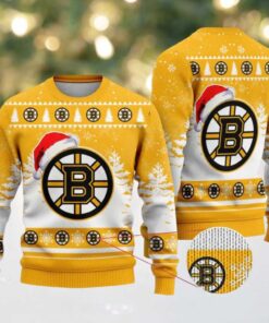 NHL Boston Bruins Personalized Name Christmas Design Ugly Sweater ST2301 NHL Boston Bruins Personalized Name Christmas Design Ugly Sweater ST2301