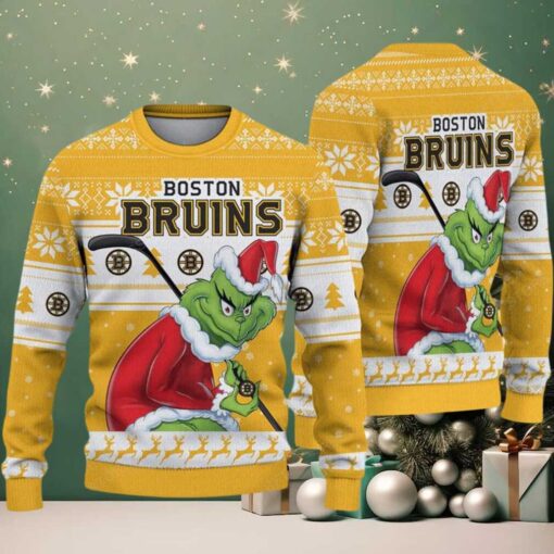 NHL Boston Bruins Ugly Sweater Grinch Christmas Sweater