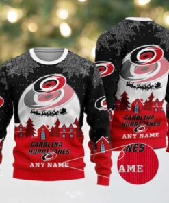 NHL Carolina Hurricanes Personalized Name Christmas Ugly Sweater Design ST2306 NHL Carolina Hurricanes Personalized Name Christmas Ugly Sweater Design ST2306