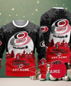 NHL Carolina Hurricanes Personalized Name Christmas Ugly Sweater Design ST2306 NHL Carolina Hurricanes Personalized Name Christmas Ugly Sweater Design ST2306