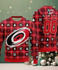NHL Carolina Hurricanes Personalized Snow Tree Ugly Christmas Sweater
