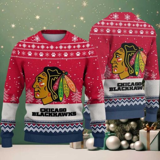NHL Chicago Blackhawks Hockey Team Design New Ugly Christmas Sweater