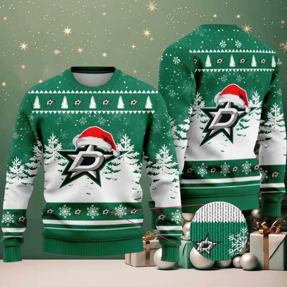 NHL Dallas Stars Personalized Name Christmas Design Ugly Sweater ST2301, hoodie, sweater, long sleeve and tank top Dallas Stars Ugly Christmas Sweater Detail