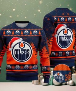 NHL Edmonton Oilers Personalized Name Christmas Design Ugly Sweater ST2301 NHL Edmonton Oilers Personalized Name Christmas Design Ugly Sweater ST2301