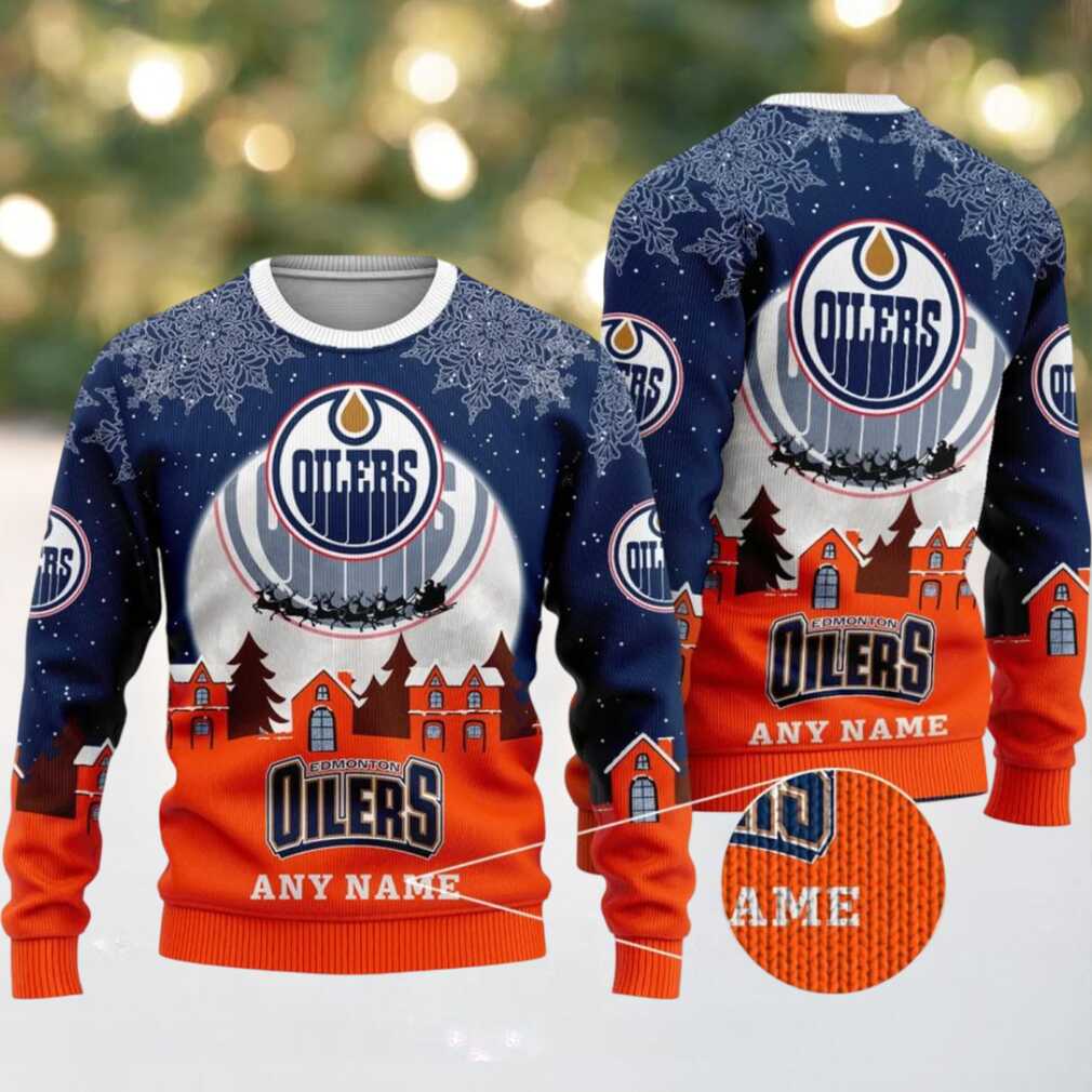 NHL Edmonton Oilers Personalized Name Christmas Ugly Sweater Design ST2306, hoodie, sweater, long sleeve and tank top NHL Edmonton Oilers Personalized Name Christmas Ugly Sweater all over print
