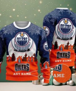 NHL Edmonton Oilers Personalized Name Christmas Ugly Sweater Design ST2306 NHL Edmonton Oilers Personalized Name Christmas Ugly Sweater Design ST2306